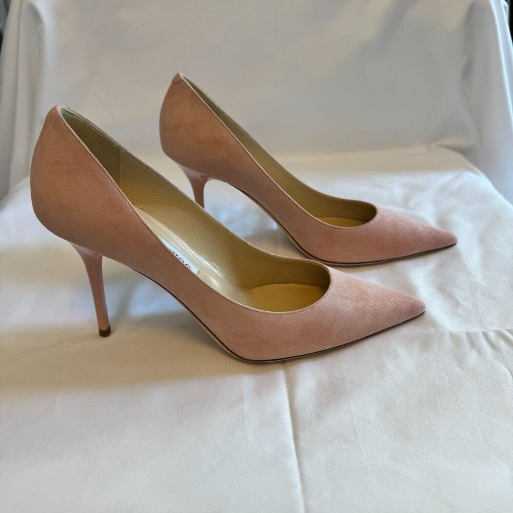 Jimmy Choo Ballet Blush Pink Suede Pointy Toe Pumps Size 8.5 - Picture 2 of 8